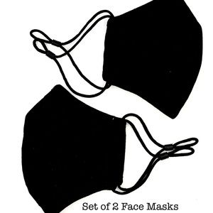 Set of 2 Face Masks - 2 Layers 100% Cotton Fabric